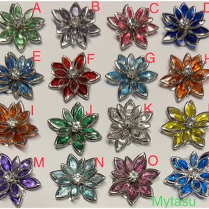 Pick your color..6 pcs 24 mm Rhinestone Cabochon Flowers.24 mm rhinestone flower,mixed rhinestone flower.rhinestone cabochon, flower kit,