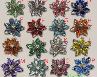 Pick your color..6 pcs 24 mm Rhinestone Cabochon Flowers.24 mm rhinestone flower,mixed rhinestone flower.rhinestone cabochon, flower kit,