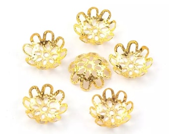 150 pcs 10 mm Gold color plated bead cap,iron bead cap,gold color bead cap,metal bead,gold color finding,bead spacer,10 mm bead