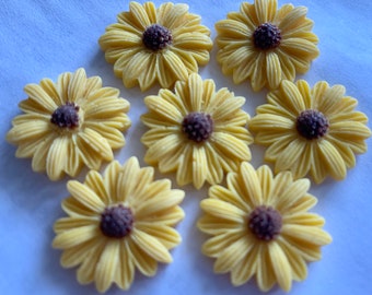 10 pcs Cabochon Flowers,Yellow daisy,sunflower,yellow resin flower,22 mm yellow sun flower cabochon,golden resin flower,daisy  cabochon