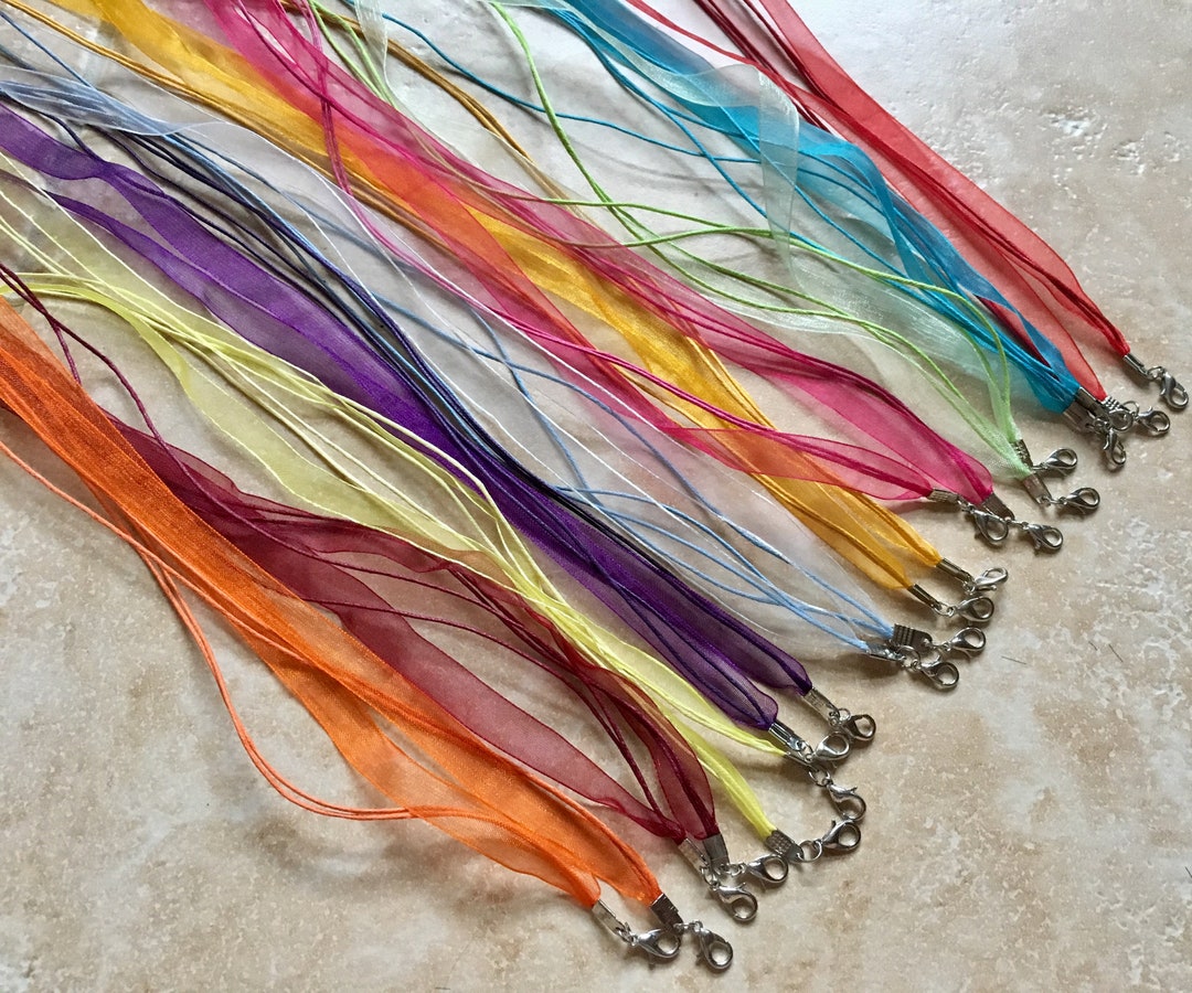 Mixte Ribbon 20 Pcs 10 Colors Mixed Organza Ribbon Waxed Cotton Cord Necklace,mixed ...