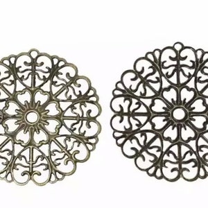 10 pcs 52 mm filigree pendants,antique Bronze filigree,brass filigree,Antique bronze connector,brass pendant filigree,brass base setting