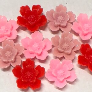 8 stuks 20 mm gemengde Sakura Cabochon-bloemen, gemengde Sakura-harsbloem, gemengde cabochonbloem, bloemenpakket, diverse Sakura-bloemen, gemengde partij bloem
