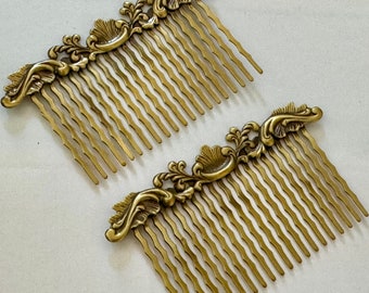 2 pcs Antique Bronze Hair Combs,brass Hair Comb,iron hair comb,wedding hair comb,brass hair clip,hair accessories,flower hair comb,hair comb