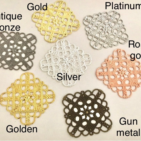 Pick your color,,10 pcs Filigree flower Wrap,connector,link,antique filigree,nickel free filigree,brass link,wrap connector,filigree wrap