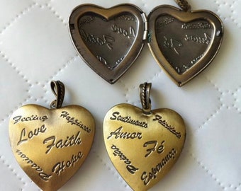 6 antike Bronze Herz Locket Anhänger, Fotorahmen Charms