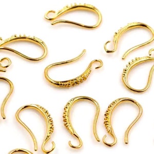 10 pcs Gold color earring hooks,brass earring hook,Brass Ear wire,gold color findings,earring findings,
