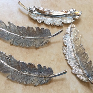 1 pcs Hair Barretes,Antique Silver,Feather Hair Barrette,hair accessories,hair findings,hair barrettes,vintage hair barrettes,hair wear  .