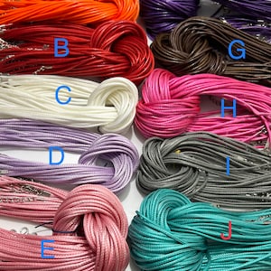 Pick your color…10 pcs Waxed cotton Cord Necklace,2 mm,leather necklace with  clasp,waxed cord necklace,cord necklace,leather cord necklace