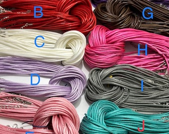 Pick your color…10 pcs Waxed cotton Cord Necklace,2 mm,leather necklace with  clasp,waxed cord necklace,cord necklace,leather cord necklace