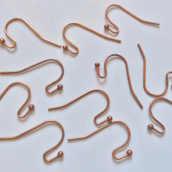 Nickel Free,,80 pcs Red Copper earring hooks,red copper Fishhooks,Copper finding,red Copper  fish hook,Copper earring hook,copper ear wire