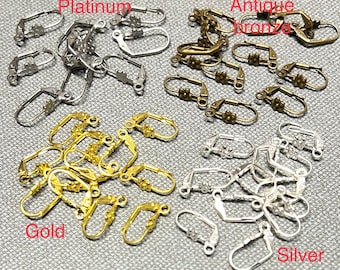 Pick your color…20 pcs Lever back hoop earring,Antique Bronze, nickel free,brass ear hoop,brass lever back ear wire,bronze lever back