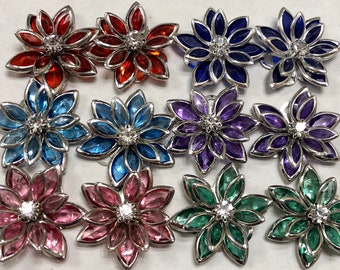 12 pcs 24 mm mixed Rhinestone Cabochon Flowers.rhinestone flower,mixed rhinestone cabochon,mixed rhinestone earring,flower earring,cabochon