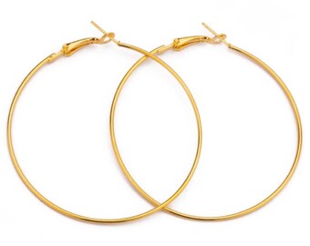 10 pcs Gold color Hoop earring.40 mm Circle earring,earring,hoop ear wire,earring hoop,earring finding,gold earring hoop,gold loop earrinG