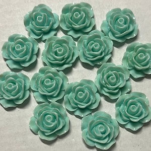 20 Stk. 19 mm Helltürkis Cabochon Blumen,hellblaue Rose Resin Blume,Rosen Cabochon,BlumenSet,Cabochon Blume,hellblaue Rose Cabochon