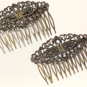 2 pcs Hair Combs.Antique Bronze Hair Comb,bridal hair comb,filigree hair comb,brass hair comb,decoration hair com,hair accessories,comb