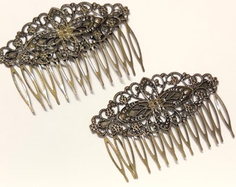 2 pcs Hair Combs.Antique Bronze Hair Comb,bridal hair comb,filigree hair comb,brass hair comb,decoration hair com,hair accessories,comb
