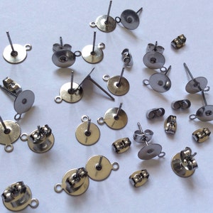 50 sets 8 mm 304 Stainless Steel Earring Post with back,8 mm stainless steel earring pad,stainless steel ear stud,stainless steel finding
