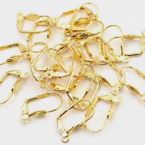 30 Gold Brass Earring Hooks: Jewelry Making Supplies