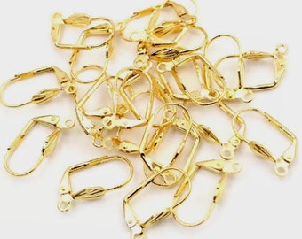 30 ganchos para pendientes de latón dorado: suministros para la fabricación de joyas