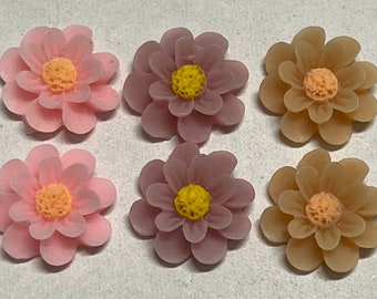 6 Stk. 18 mm Lila Cabochon Blume,Matte,Lila Harz Blume,helllila Cabochon,Dunkellila Blume,Blumenset,Cabochon Blume,