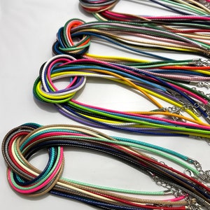 10 pcs Waxed cotton Cord Necklace,2 mm,mixed color,Waxed cord necklace with  clasp,waxed cord necklace,cord necklace,leather cord necklace