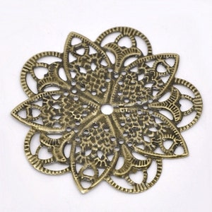 12 pcs 46 mm Antique Bronze filigree,brass filigree,brass connector,Antique bronze connector,nickel free filigree,brass bazel,alloy filigree