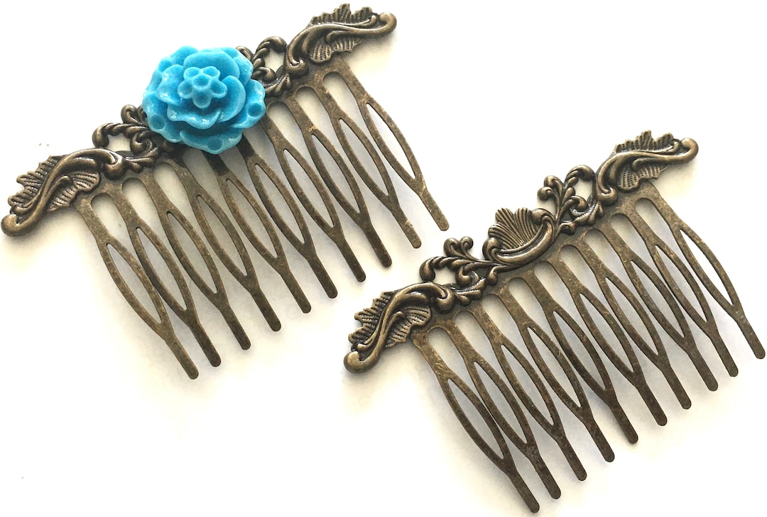 2 Pcs Antique Bronze Hair Combs,brass Hair Comb,iron Hair Comb,wedding