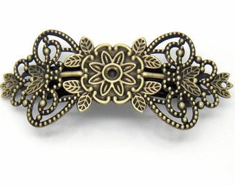 1 pcs Hair Barretes,Antique Bronze hair Barrette,filigree hair Barrette,brass hair Barrette,bridal hair Barrette,vintage hair Barrette