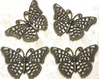 Nickel free..20 pcs Antique Bronze Butterfly Filigree,butterfly Links,connector,Charm,brass Connector,brass base setting,antique filigree