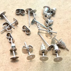 50 sets 4 mm Platinum earring Post with back,4 mm platinum ear pad,platinum ear stud,platinum findings,earring findings,platinum ear nut