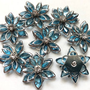 6 pcs 24 mm light turquoise Rhinestone Cabochon Flower.Light turquoise glass rhinestone.24 mm turquoise rhinestone cabochon,glass cabochon