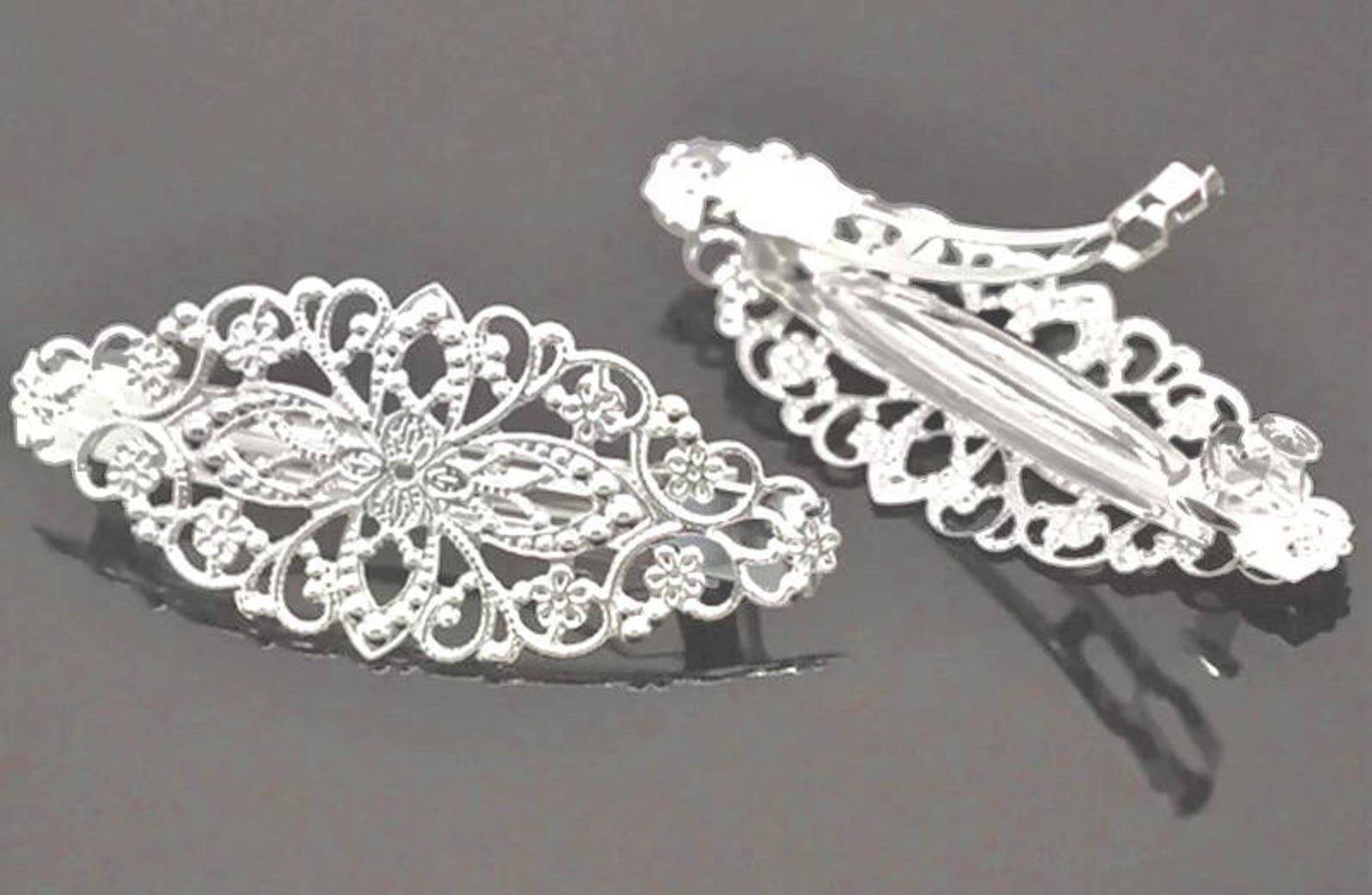 1 Pcs Hair Barrettes Silver Flower Hair Barrettes Iron Etsy