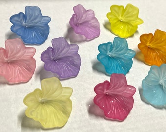 22 st blandade färger Luciteblomma, 33 mm frostad stil, färgglad Luciteblomma, transparent blomma, blandad Luciteblomma, blandad akrylpärla, Lucite
