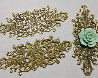 10 pcs filigree ,Antique Bronze,antique bronze link,Base setting,brass connector,flower filigree, Link,Antique bronze finding,brass filigree