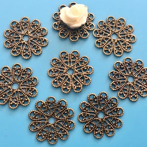 18 pcs 17 mm filigree pendants,Antique Bronze filigree,brass finding,brass connector,base setting,antique bronze link,antique bronze pendant