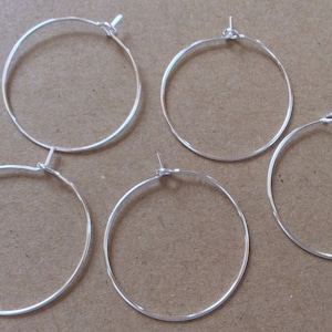 50 pcs Brass Wine Charm,Silver plated color, glass wine charm ring,brass Ear wires,silver finding,silver earring setting,silver ear hoop