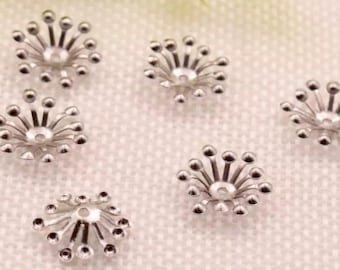 20 pcs 13 mm flower bead cap,platinum color flower charm,Platinum finding,silver bead cap,brass connector,link,brass filigree,bead cap