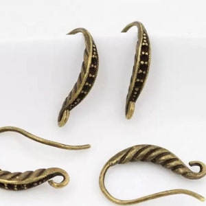 Nickel Free..10 pcs Antique bronze earring hooks, Fishhooks,brass earring hook brass ear wire,brass fishhook,antique bronze earring hook