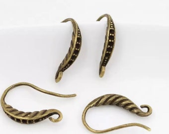 Nickel Free..10 pcs Antique bronze earring hooks, Fishhooks,brass earring hook brass ear wire,brass fishhook,antique bronze earring hook