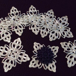 20 pcs 25 mm Platinum filigree flower,brass connector,iron filigree,connector,filigree,charm,links,platinum Link,platinum finding,