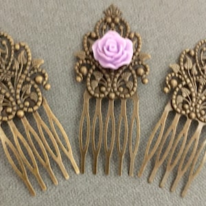2 pcs Hair Comb,Antique Bronze,Flower Hair Comb,wedding hair comb,bridal hair comb,brass hair comb,vintage comb,classic hair comb,