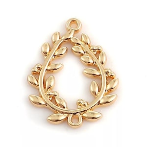 6 pcs Light Gold color connector link,leaf connector,copper connector,earring charm,leaf charm pendant,gold color link,leaf charm,gold