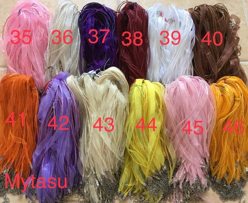 10 pcs Off White Organza Ribbon Waxed Cotton Cord Ribbon Necklace
