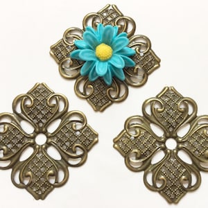 16 pcs 35 mm Filigree Pendants,antique Bronze,brass Links,brass filigree,Connector,brass base setting,square filigree,square connector