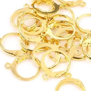 20 pcs Gold color French Earring hoop,gold color ear wire,Gold color finding,Gold earring setting,gold earring hook,lever back ear hoop.