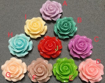 2 pcs 30 mm mixed Cabochon Flowers,mixed 30 mm Rose,resin flower,big rose,mixed rose cabochon,30 mm resin flower,mixed rose flower