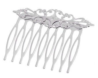 4 pcs Hair Comb,Silver Tone Hair Comb,silver hair comb,bridal hair comb , antique hair silver hair comb, wedding hair comb,flower hair comb