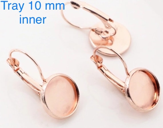 Nickel free.. 16 pcs Lever back earring Blank,Rose Gold color,rose gold earring finding,earring pad,rose gold earring post,earring blank