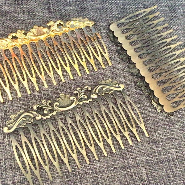 2 pcs mixed Hair Combs.Antique Bronze and Gold color Hair Comb,brass hair comb,filigree hair comb,Bridal hair com,hair accessories,haircomb